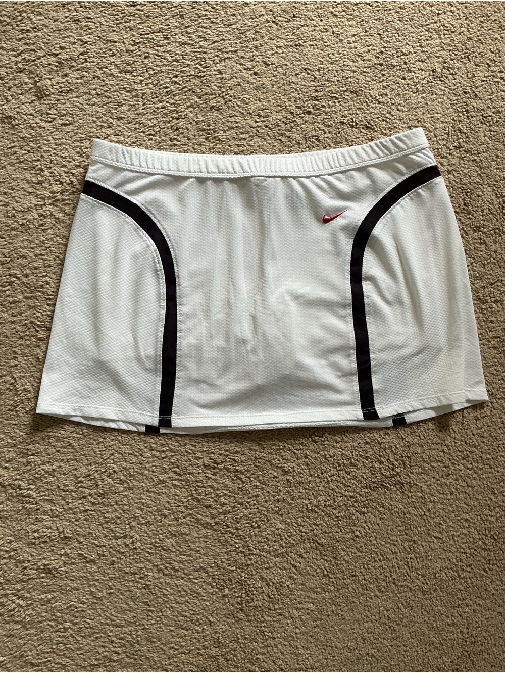 Nike White Athletic Skort with Black Trim and Orange Logo